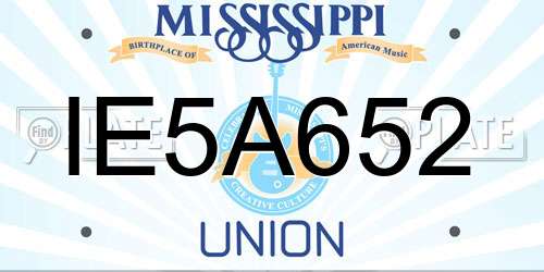 IE5A652 Mississippi License Plate