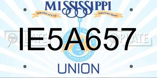 IE5A657 Mississippi License Plate