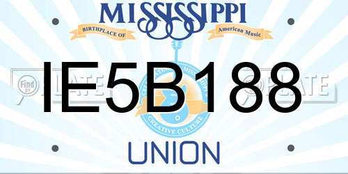 IE5B188 Mississippi License Plate