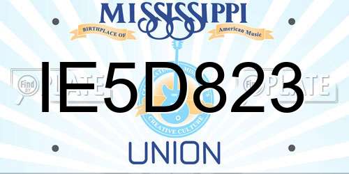 IE5D823 Mississippi License Plate
