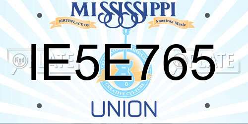 IE5E765 Mississippi License Plate