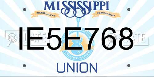 IE5E768 Mississippi License Plate