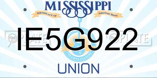 IE5G922 Mississippi License Plate