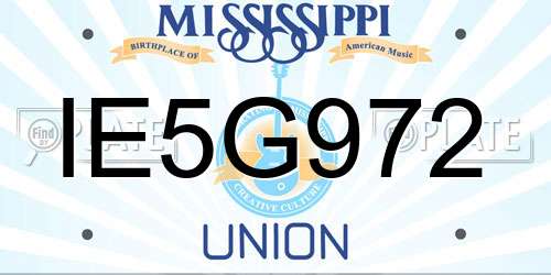 IE5G972 Mississippi License Plate