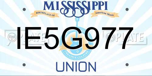 IE5G977 Mississippi License Plate
