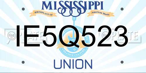 IE5Q523 Mississippi License Plate