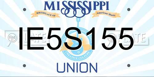 IE5S155 Mississippi License Plate