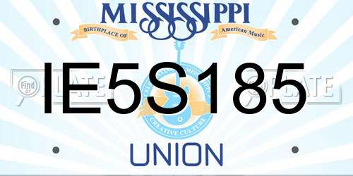 IE5S185 Mississippi License Plate