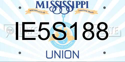 IE5S188 Mississippi License Plate
