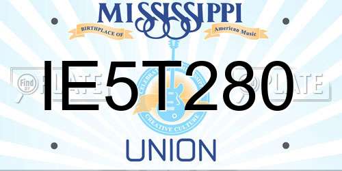 IE5T280 Mississippi License Plate