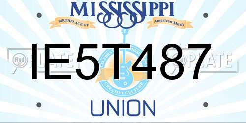 IE5T487 Mississippi License Plate