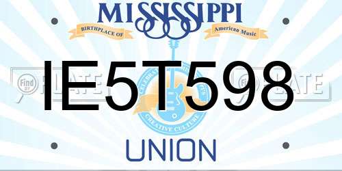 IE5T598 Mississippi License Plate