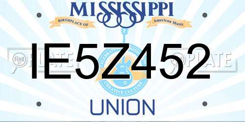 IE5Z452 Mississippi License Plate
