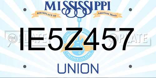 IE5Z457 Mississippi License Plate