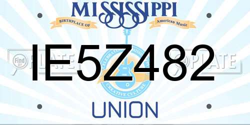 IE5Z482 Mississippi License Plate