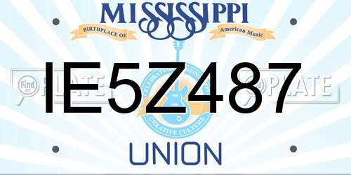 IE5Z487 Mississippi License Plate