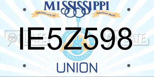IE5Z598 Mississippi License Plate