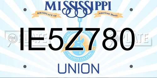 IE5Z780 Mississippi License Plate