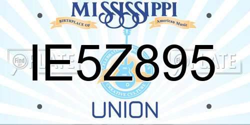 IE5Z895 Mississippi License Plate