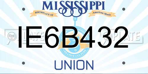 IE6B432 Mississippi License Plate