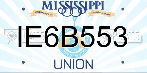 IE6B553 Mississippi License Plate