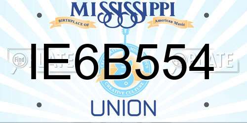IE6B554 Mississippi License Plate