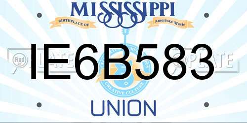 IE6B583 Mississippi License Plate