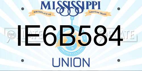 IE6B584 Mississippi License Plate