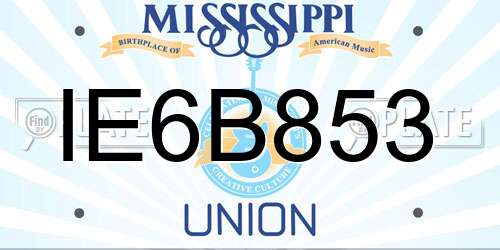 IE6B853 Mississippi License Plate