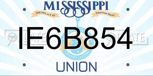 IE6B854 Mississippi License Plate