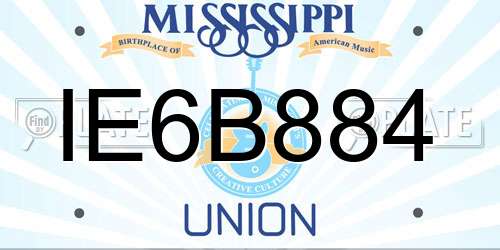 IE6B884 Mississippi License Plate