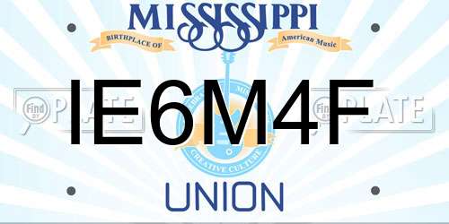 IE6M4F Mississippi License Plate