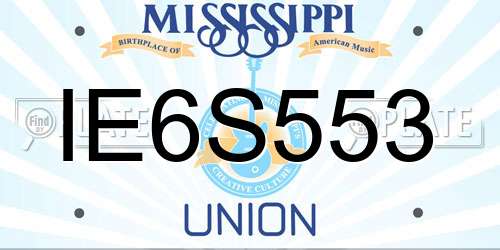 IE6S553 Mississippi License Plate