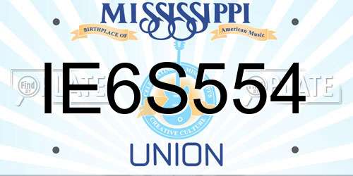 IE6S554 Mississippi License Plate