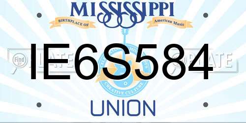 IE6S584 Mississippi License Plate