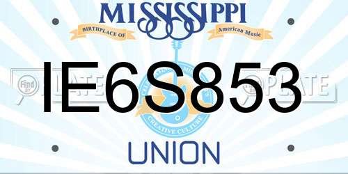 IE6S853 Mississippi License Plate