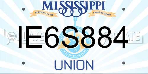 IE6S884 Mississippi License Plate