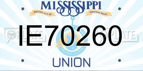 IE70260 Mississippi License Plate