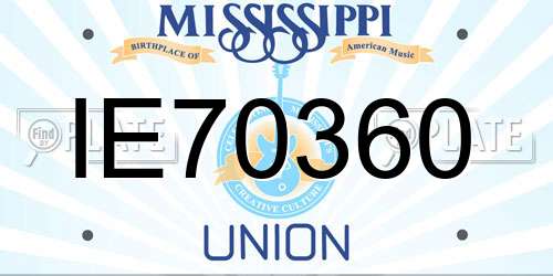 IE70360 Mississippi License Plate