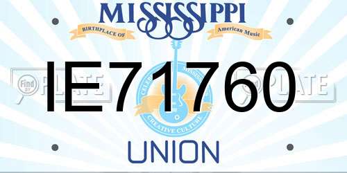 IE71760 Mississippi License Plate