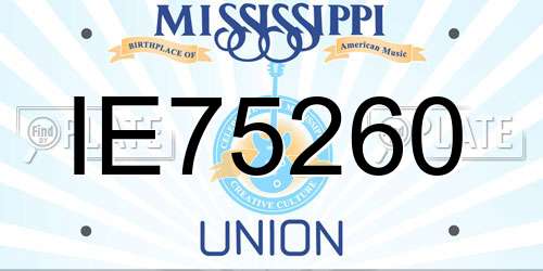 IE75260 Mississippi License Plate