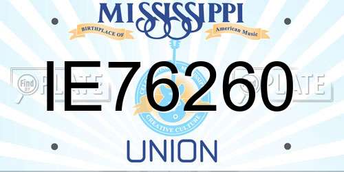 IE76260 Mississippi License Plate