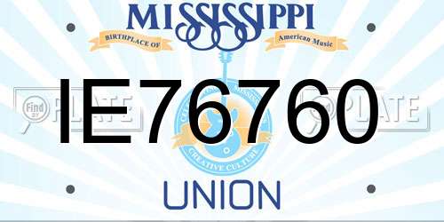 IE76760 Mississippi License Plate