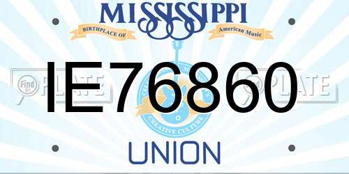IE76860 Mississippi License Plate