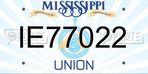 IE77022 Mississippi License Plate