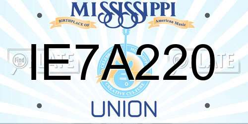IE7A220 Mississippi License Plate