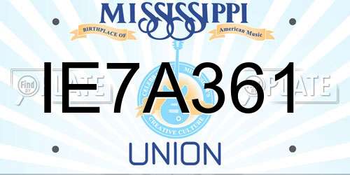 IE7A361 Mississippi License Plate