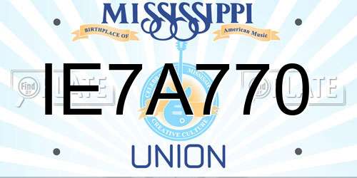 IE7A770 Mississippi License Plate