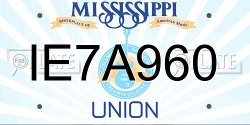 IE7A960 Mississippi License Plate