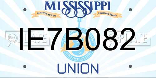 IE7B082 Mississippi License Plate